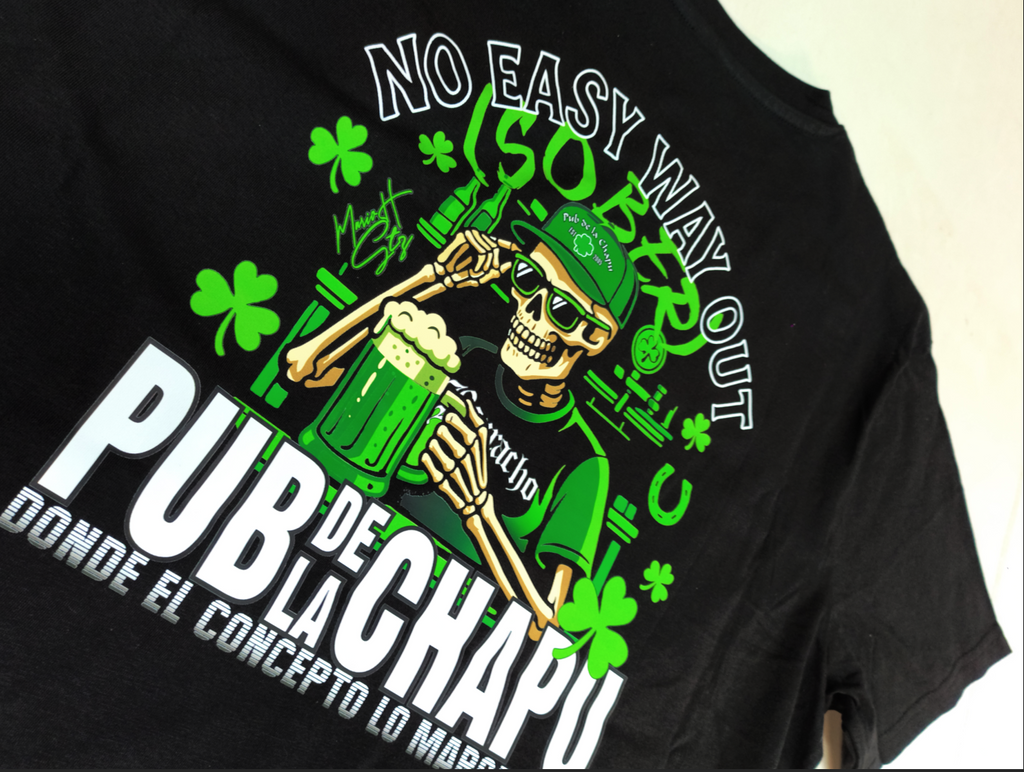 PUB DE LA CHAPU - SKELETON AT BAR T-SHIRT